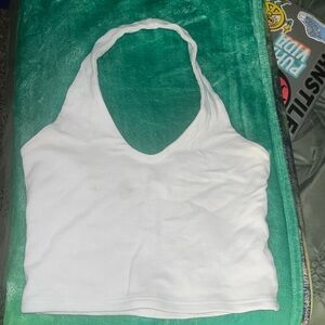 White Halter Tank Top